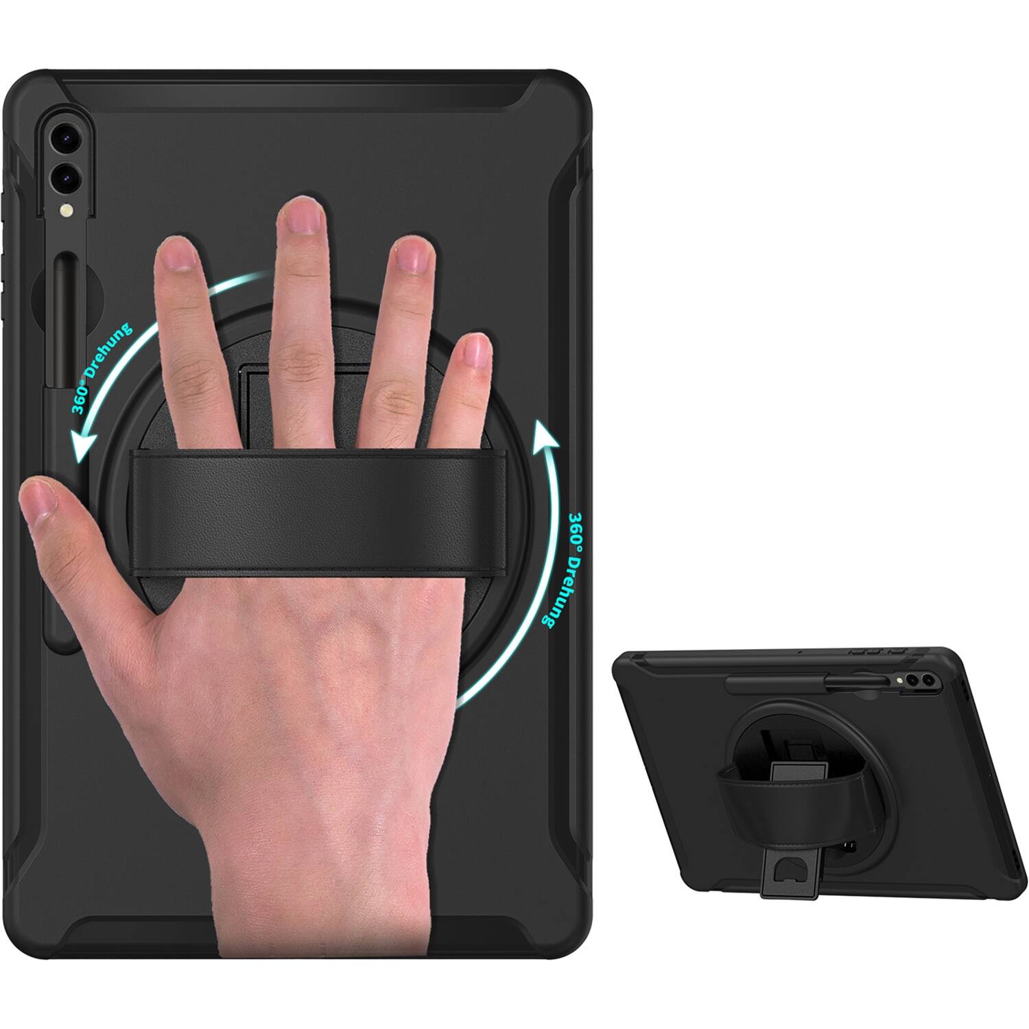 Alt View 15. SaharaCase - Protection Hand Strap Series Case for Samsung Galaxy Tab S10 Ultra, Tab S9 Ultra, and Tab S8 Ultra - Black.