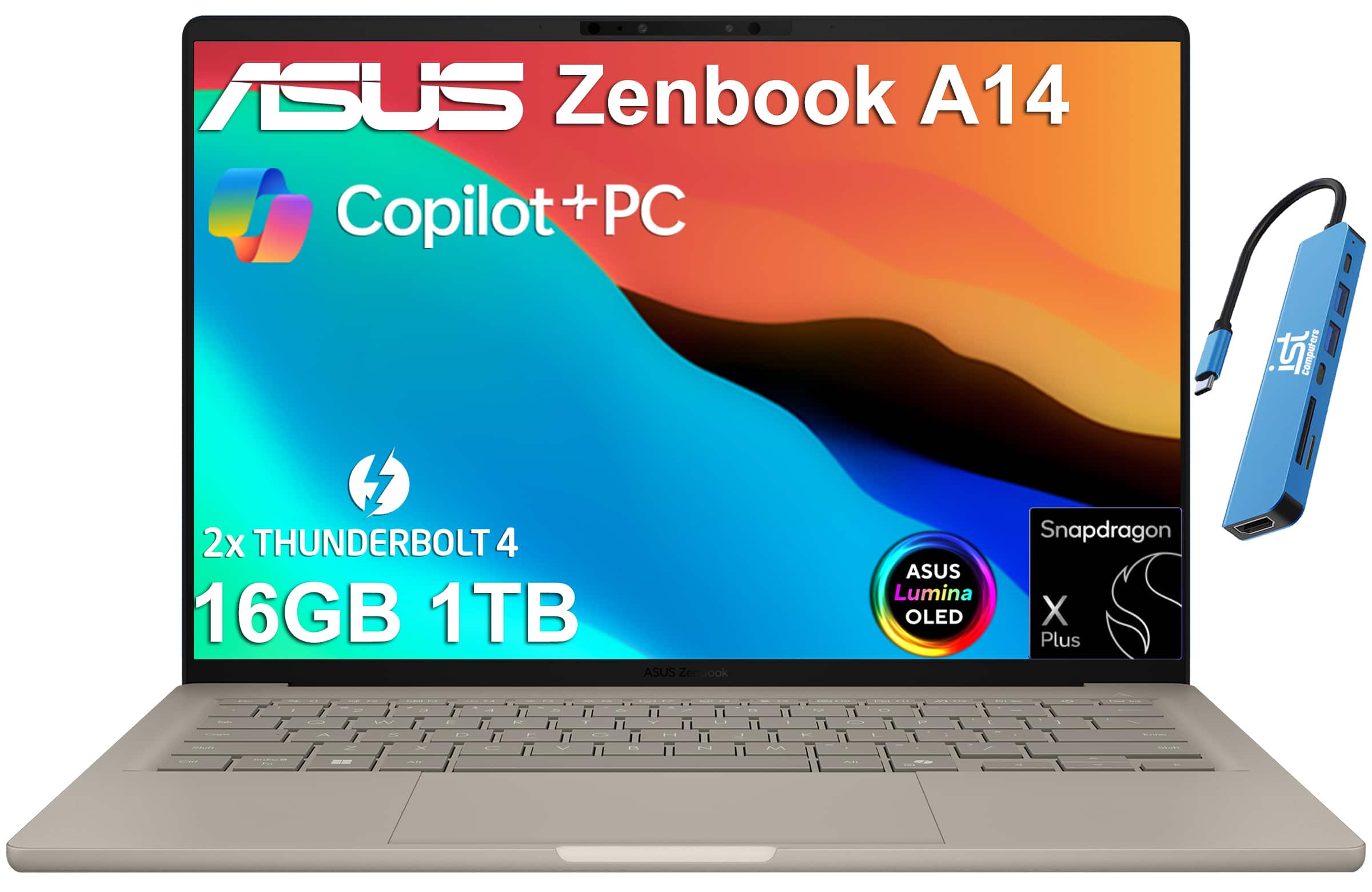 "ASUS - Zenbook A14 14"" FHD+ OLED Laptop - Copilot+ PC - Snapdragon X Plus - 16GB RAM - 1TB SSD" price history on PriceWatchPro