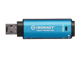 Kingston - IronKey Vault Privacy 50 Series 512GB USB-A Flash Drive IKVP50512GB - Black
