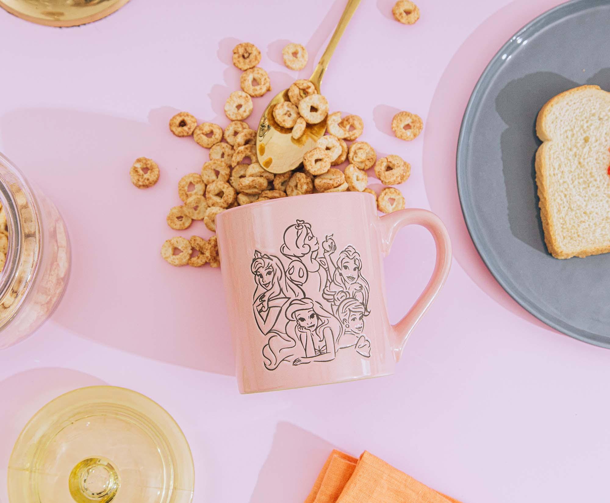 Alt View 3. Silver Buffalo - Disney Princess Pink Wax-Resist Ceramic Mug | Holds 14 Ounces - Pink.