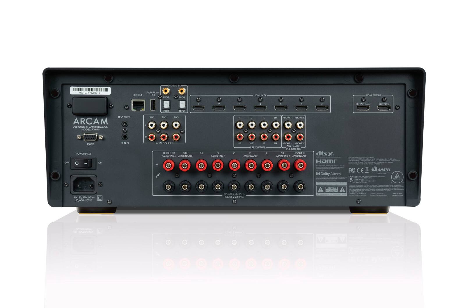 GRUATAL IN ATE 500000 SWVD SA ETHERHIT UA DIGO DRA REMA I B OMS OUT - 1 1 3  5  OUTPUTI - OUTPUT2 DIGI  TRC OUT  ARCAM OCSNE 0 CAMBRIKA UK MODE AVAIS ANI ANO AND . E S - RE a - i  OFF K232 POWER BEE - ON B2 AHALOQUE a HEGHT 1 SA ASSIGINABLE ASSIGNABLE + 1E FN ASSICNABLE C - 5 Se PRE OUTPUTS  de ASSIGNABLE SM ERE a FR i ASSIGNABL PRE OUSPUTS S8 HEcA  dts X ASSIGNABLE ASSICNABLE HOMI H4 Dolby Atmos CE .. C 1 ANATEL FAUTION C1 20/220 2HOV- SONOHI S0 WEN SPEAKER OUTPUTS CLASS 2 WRING CN -E