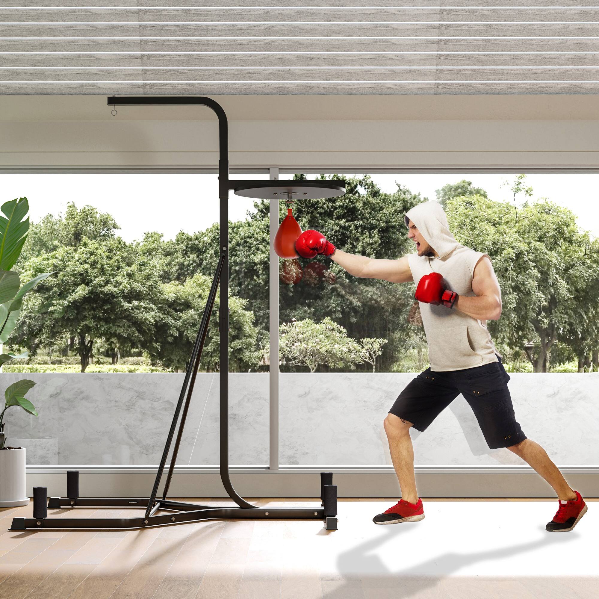 Alt View 1. Soozier - Punching Bag Stand, Adjustable Height Heavy Bag Stand with Weighted Base Speed Bag - Black.
