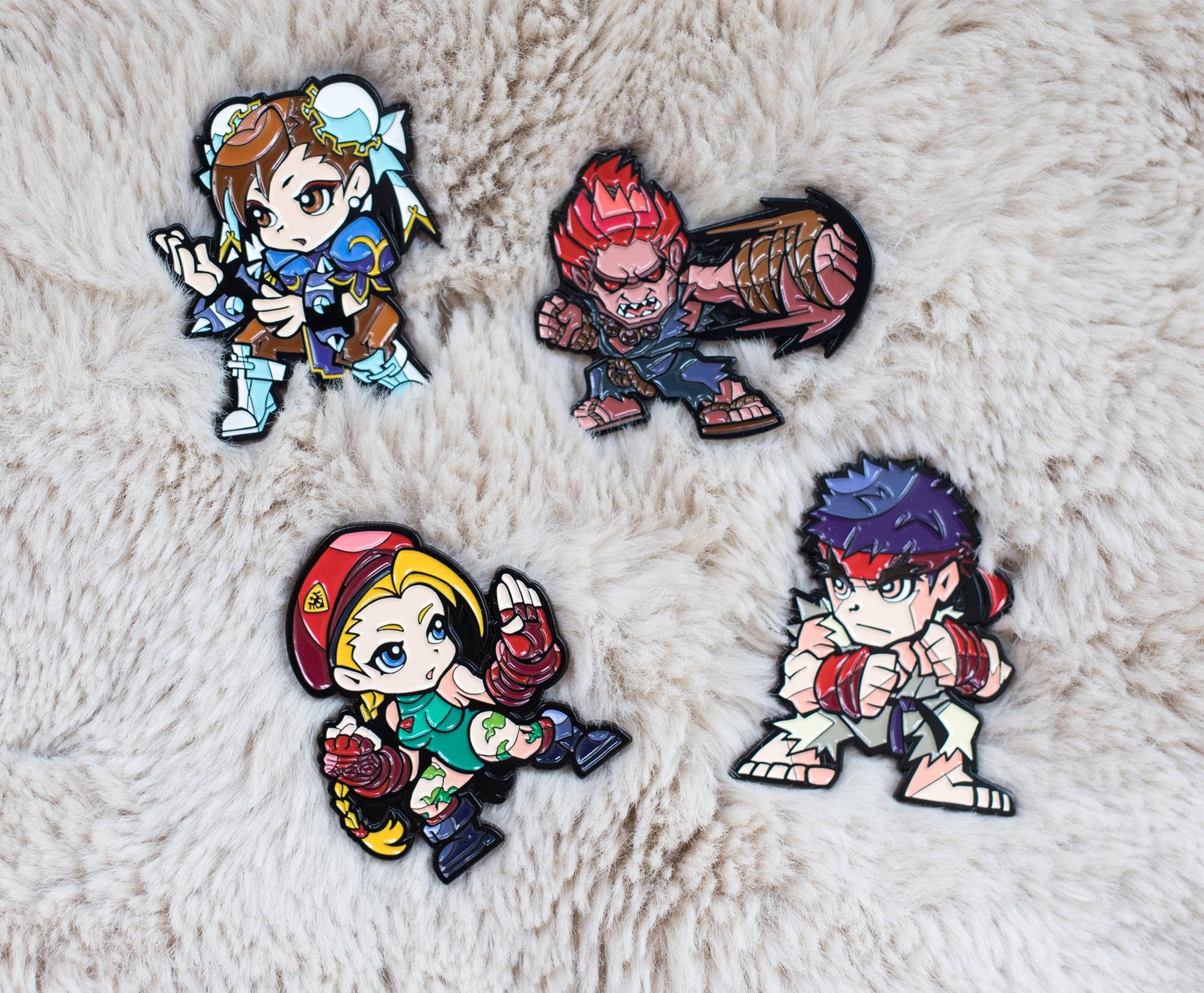 Alt View 2. Toynk - Street Fighter Characters 4-Piece Enamel Pin Set | Toynk Exclusive - Yellow.
