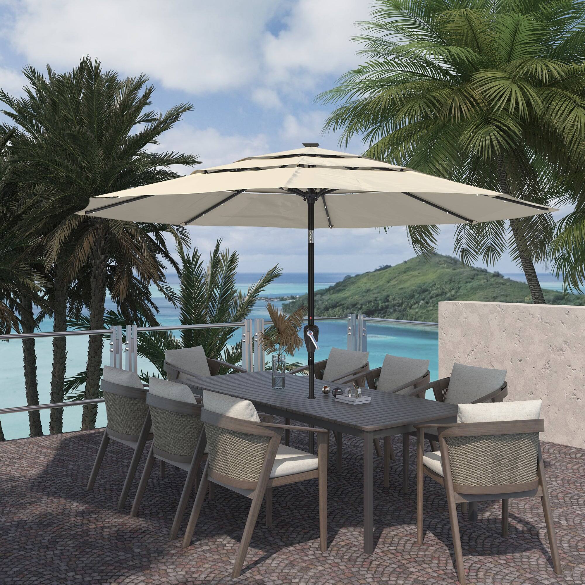 Alt View 1. Boyel Living - Aluminum Patio Market Umbrella Double or Triple Vent with Tilt - Beige.