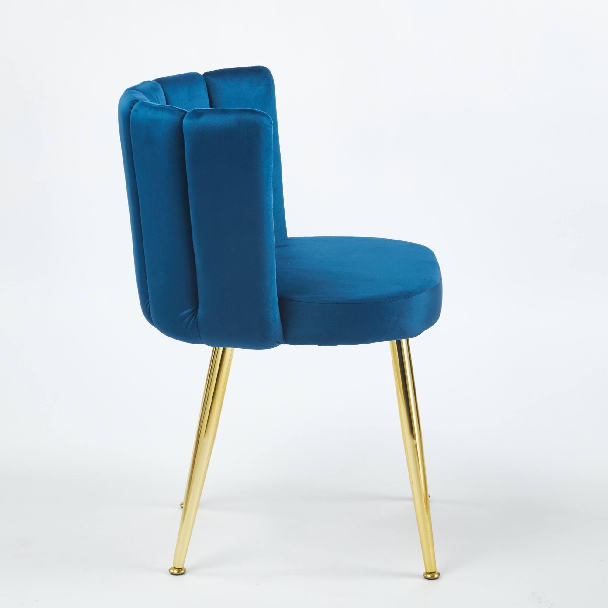 Angle. GOODSILO - Elegant Velvet Dining Chairs Set of 2 with Golden Iron Legs for Modern Living Spaces - Blue.