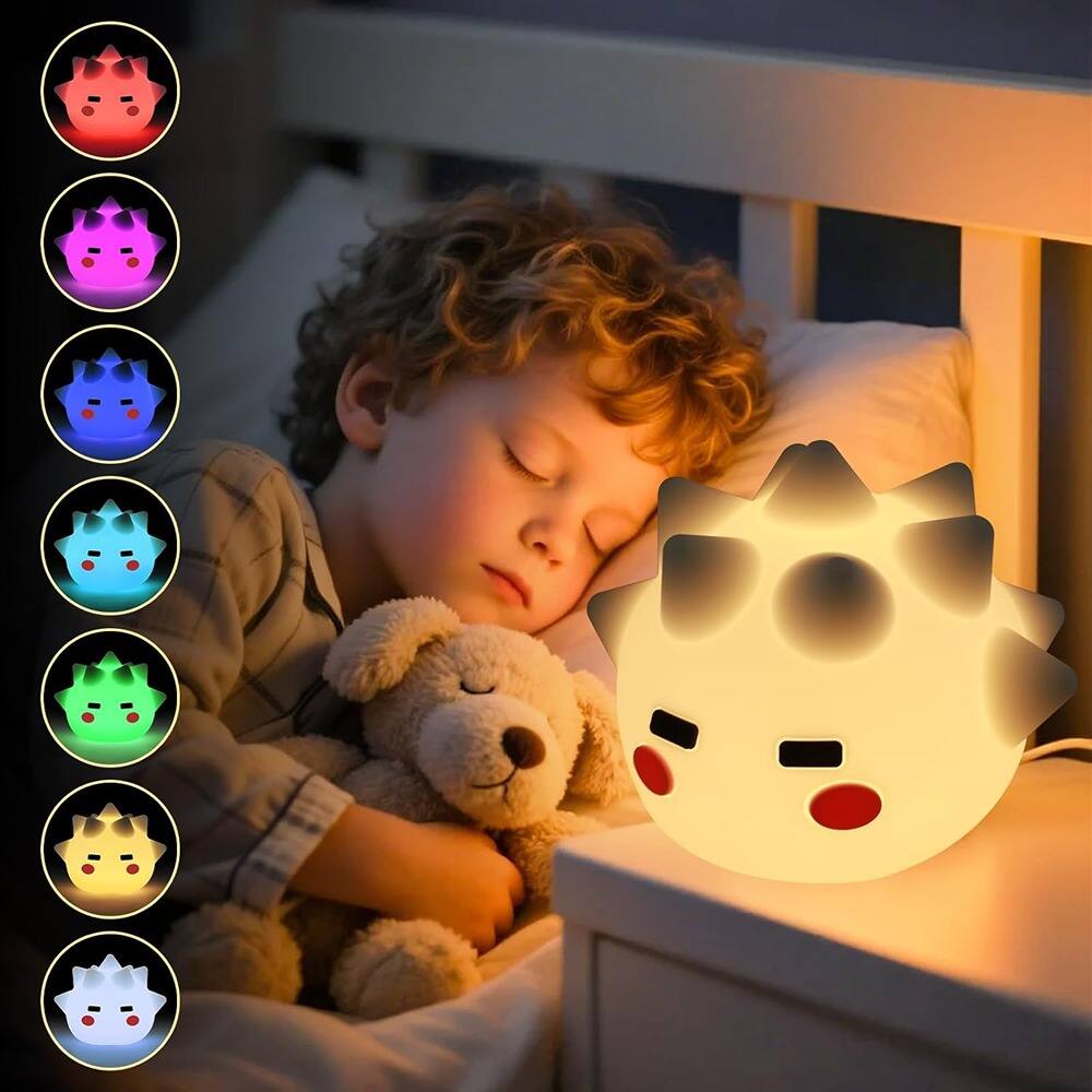 Angle. Schertz - Cute Monster Silicone Night Light, 8-Color Dimmable Timer, Rechargeable Nursery Lamp.