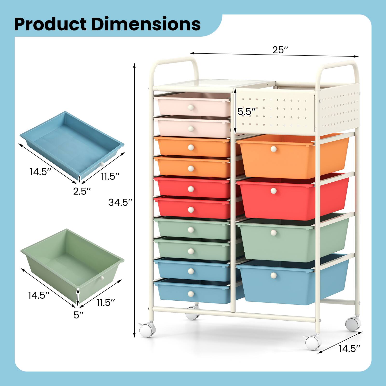 Product Dimensions: 25" x 5.5" x 14.5" x 11.5" x 2.5" x 34.5" x 14.5" x 5" x 11.5" x 14.5"