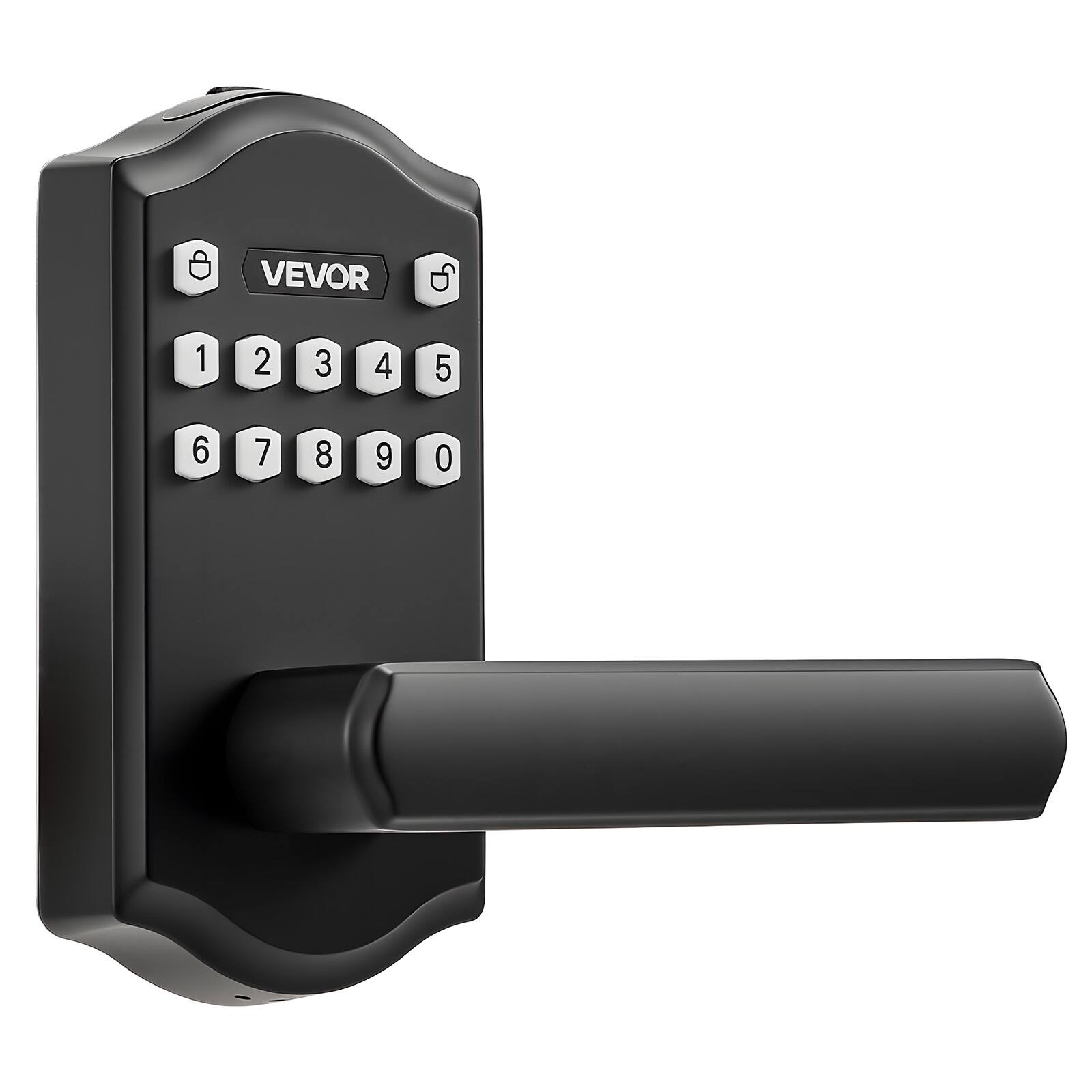 Alt View 5. VEVOR - Keyless Entry Door Lock with Handle, Electronic Lever Door Handle with Keypad, Customizable User Codes, Keyed Entry - Black.