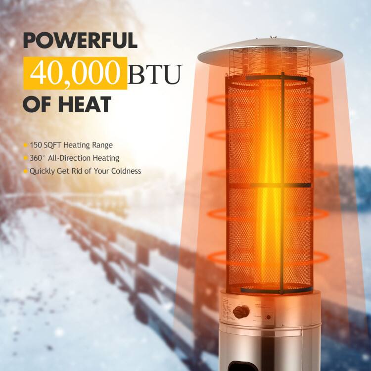 POWERFUL  
40,000 BTU OF HEAT  

- 150 SQFT Heating Range  
- 360° All-Direction Heating  
- Quickly Get Rid of Your Coldness