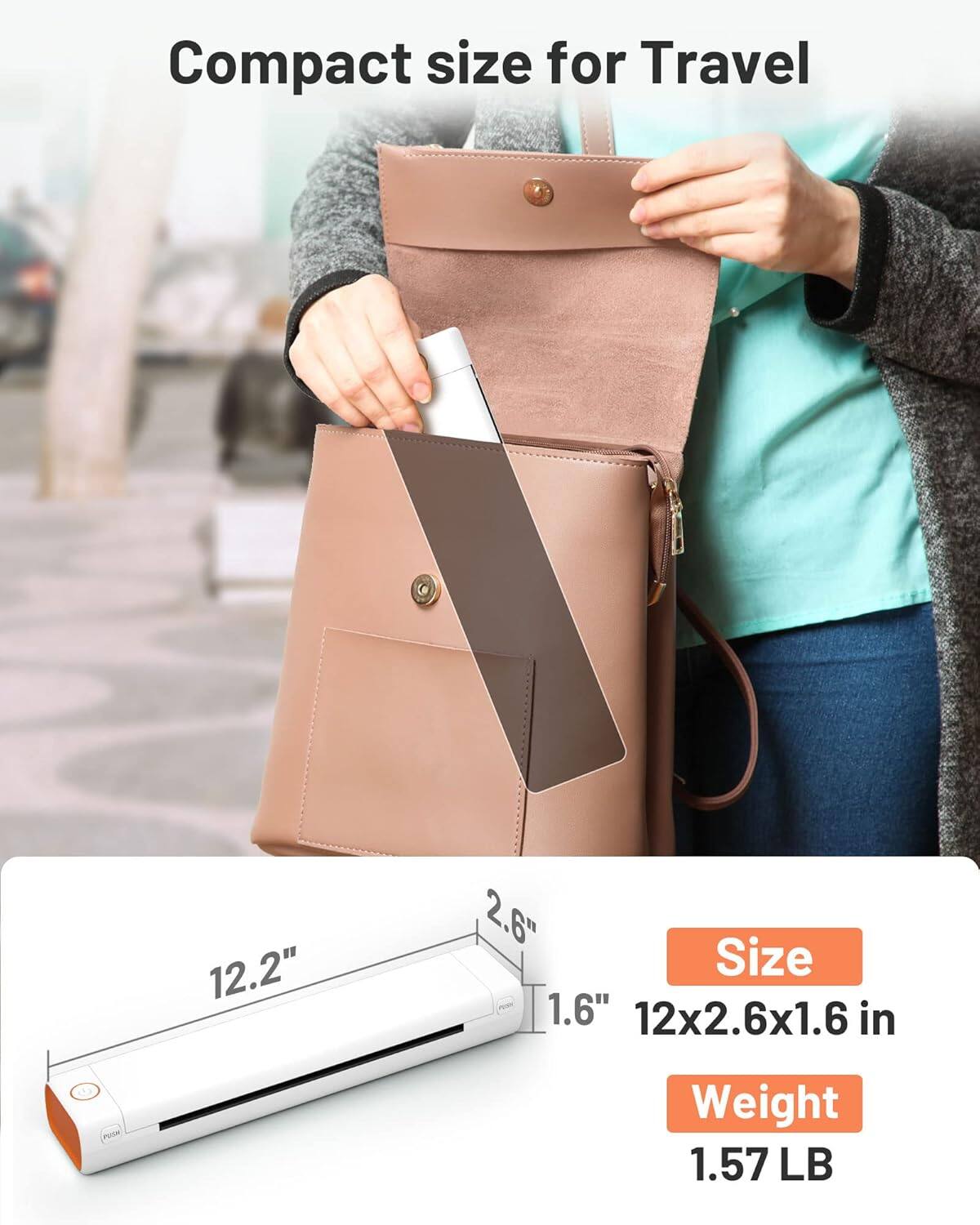 Compact size for Travel

Size: 12x2.6x1.6 in

Weight: 1.57 LB