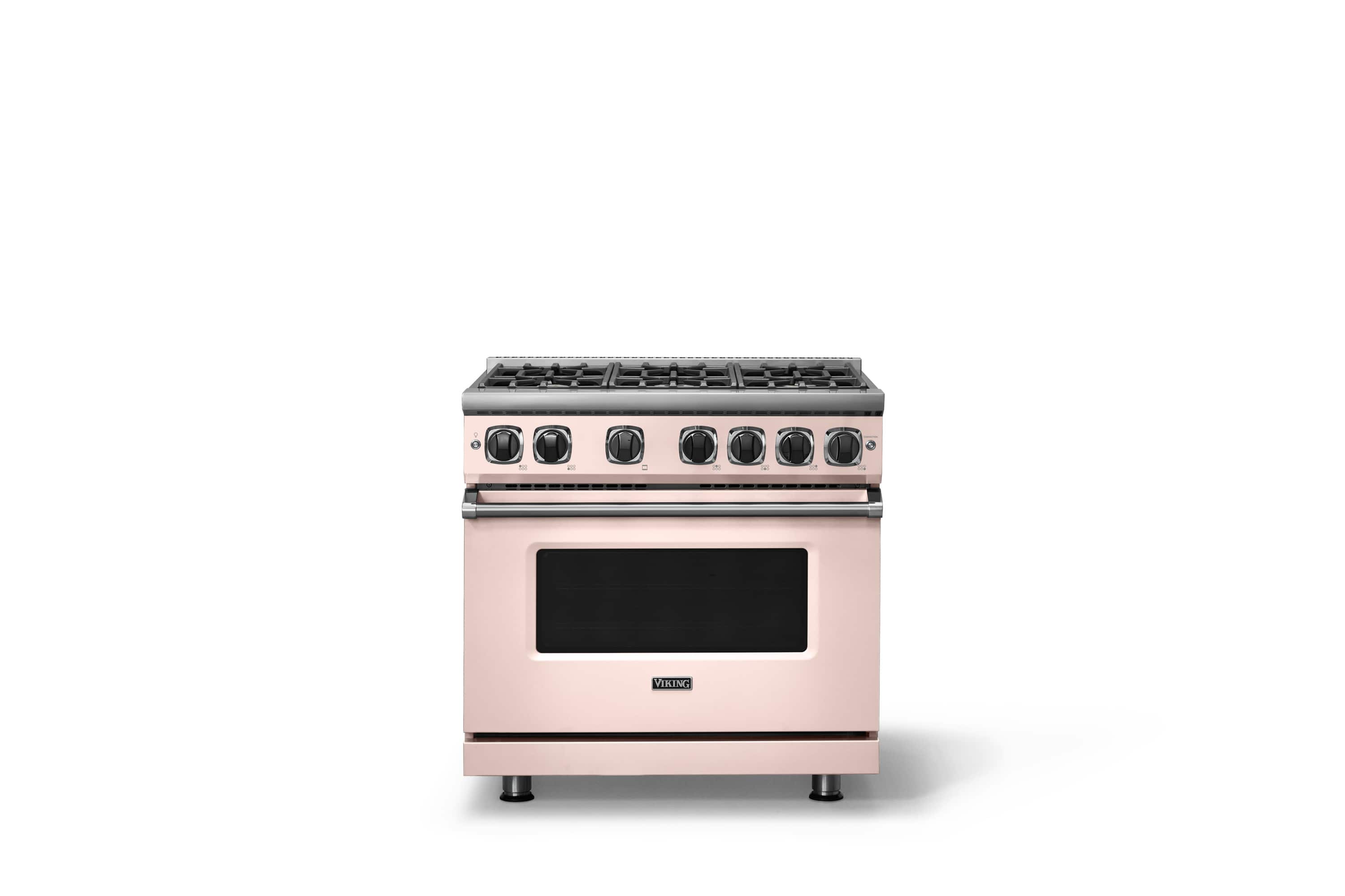 Front. Viking - Pro 7 Series 5.6 Cu. Ft. Freestanding Sealed 4 Burner Gas Convection Range - Blush - Blush.