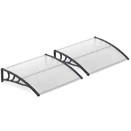 Gymax - 2Pcs Exterior Entryway Canopy Awning Outdoor Patio Overhang w/ UPF50+ Rating - Gray