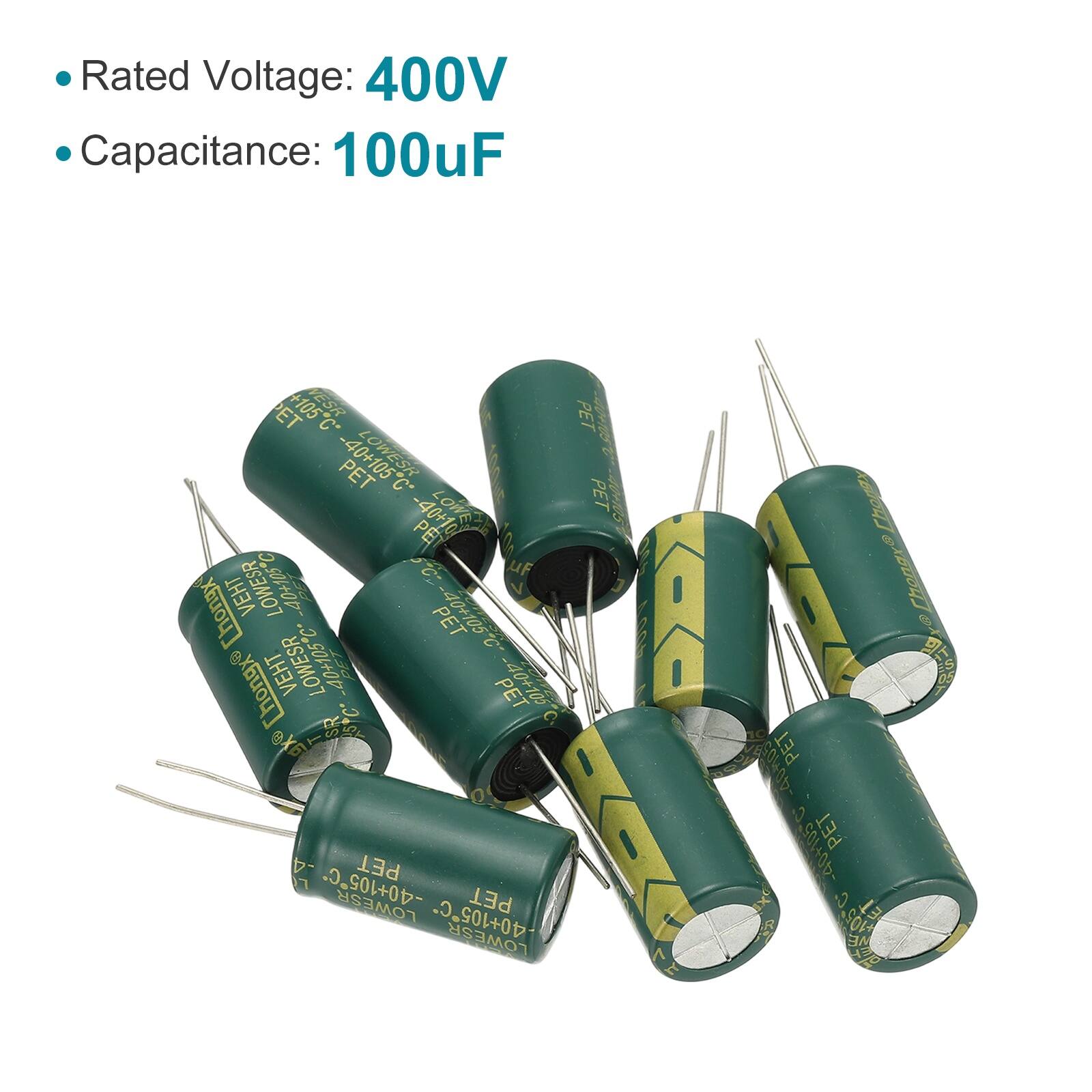 Rated Voltage: 400V  
Capacitance: 100uF