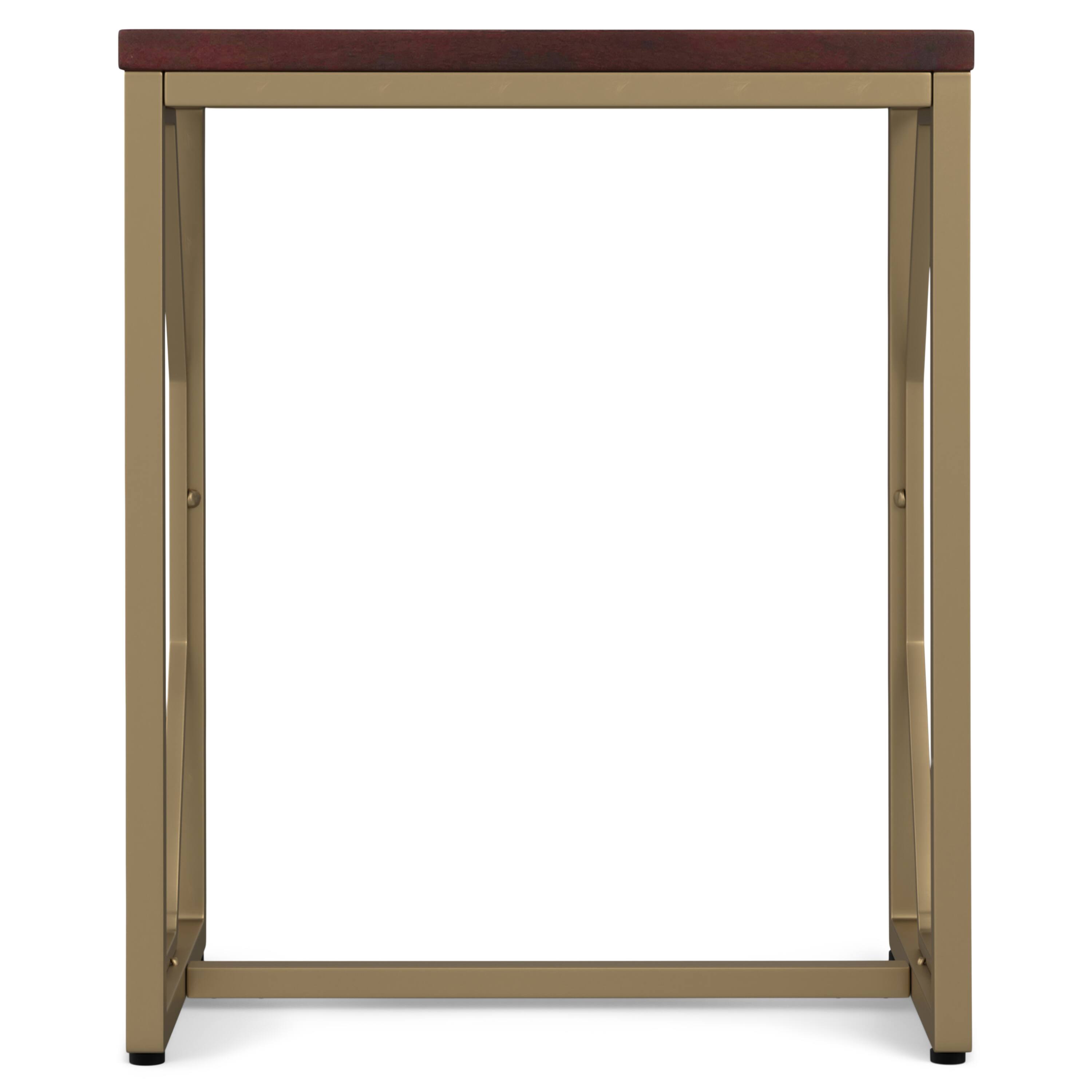 Left. Simpli Home - Selma Contemporary 20 inch Wide Metal and Wood Accent Side Table in Cognac - Cognac.