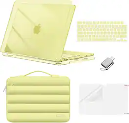 mosiso - For MacBook Neo 13-Inch 2026 A3404 A18 Pro Chip, Protective Hard Shell&Puffy Sleeve Bag&Keyboard Skin&Screen Film&Type C - Crystal Citrus