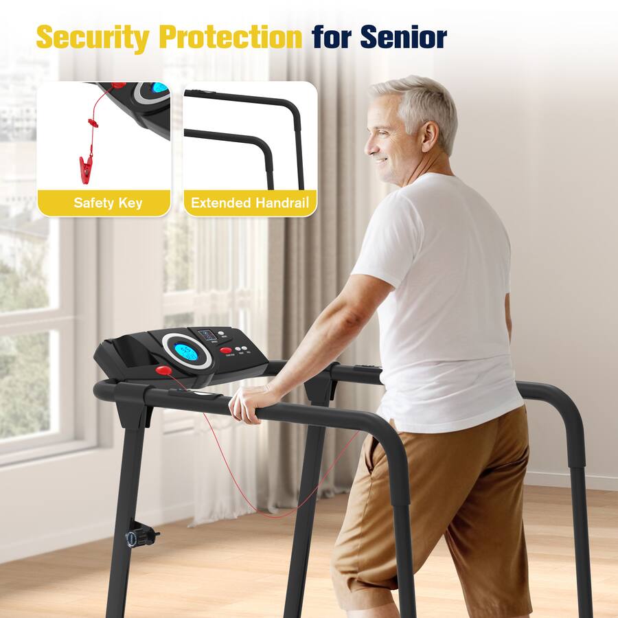 Exercise Hand Rails Redliro Walking Treadmill with Long Handrails 300lbs Capacity Recovery ...