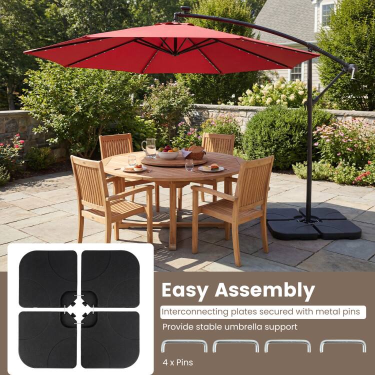 Easy Assembly  
Interconnecting plates secured with metal pins  
Provide stable umbrella support  
4 x Pins