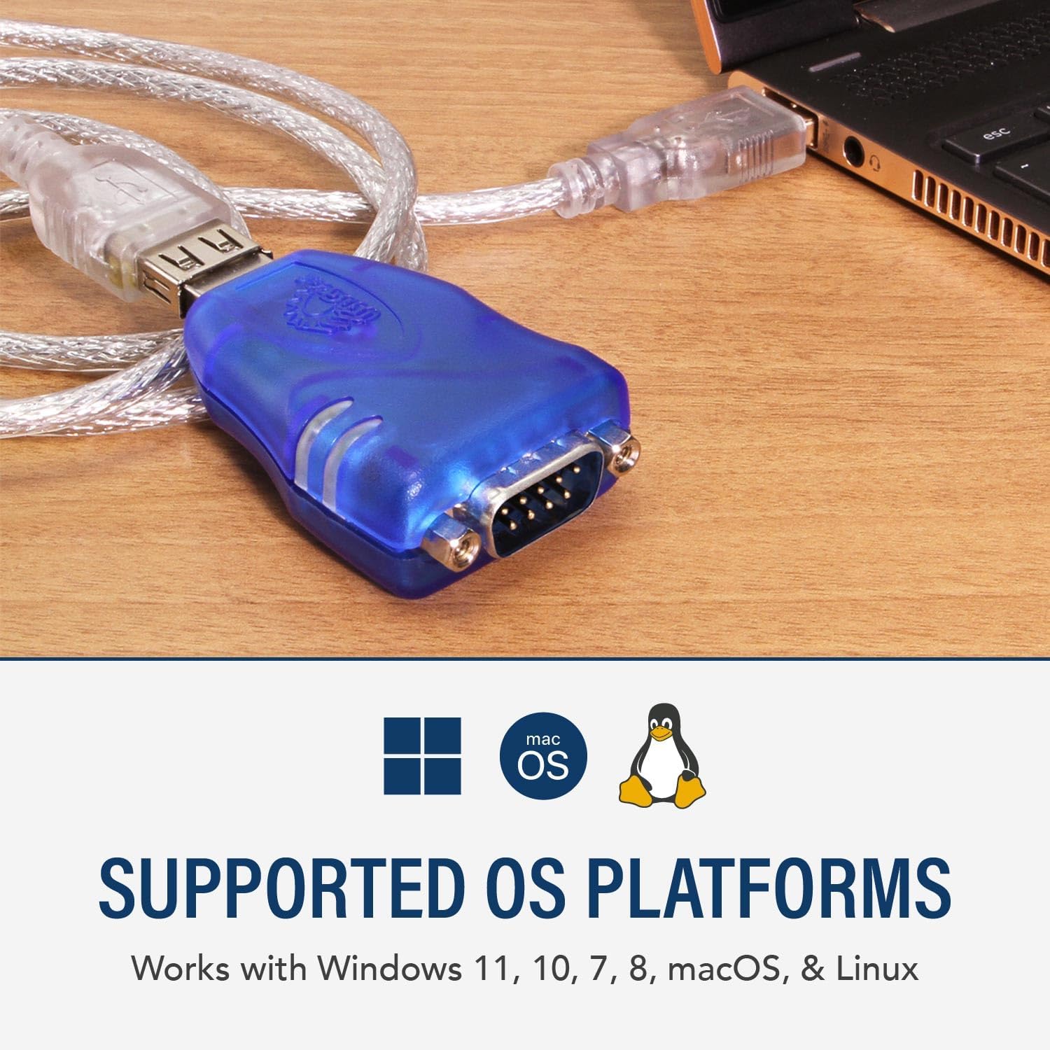 USBGear USB to DB9 Serial Adapter Cable RS 232 FTDI Chip LED