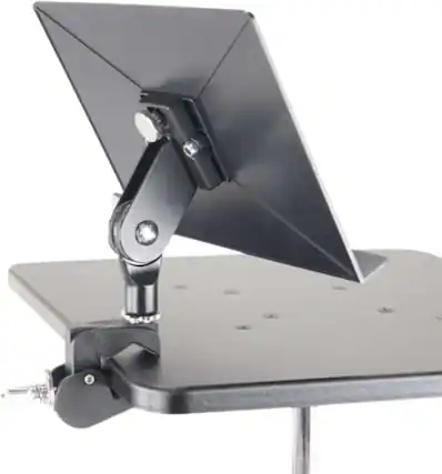 Front. Gibraltar Hardware - G Mini Desk Music Stand, Dual Adjust Angle Mount, C Clamp, Table or Stand Mountable with 1" Lip for Secure Placement.