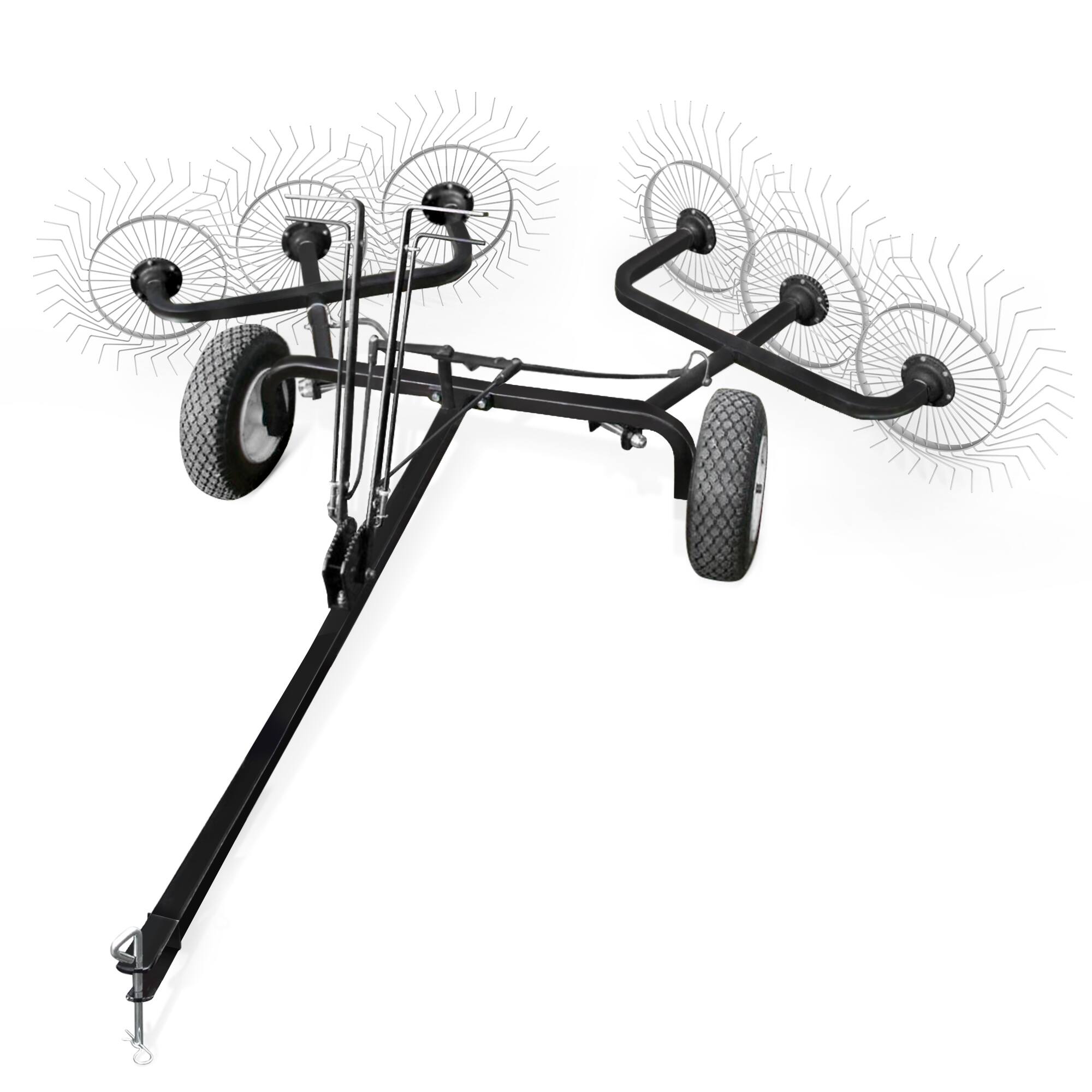 Front. Yard Tuff - Yard Tuff 60” Steel Tow Behind Acreage Rake Lawn Sweeper with Pin Style Hitch - Black.