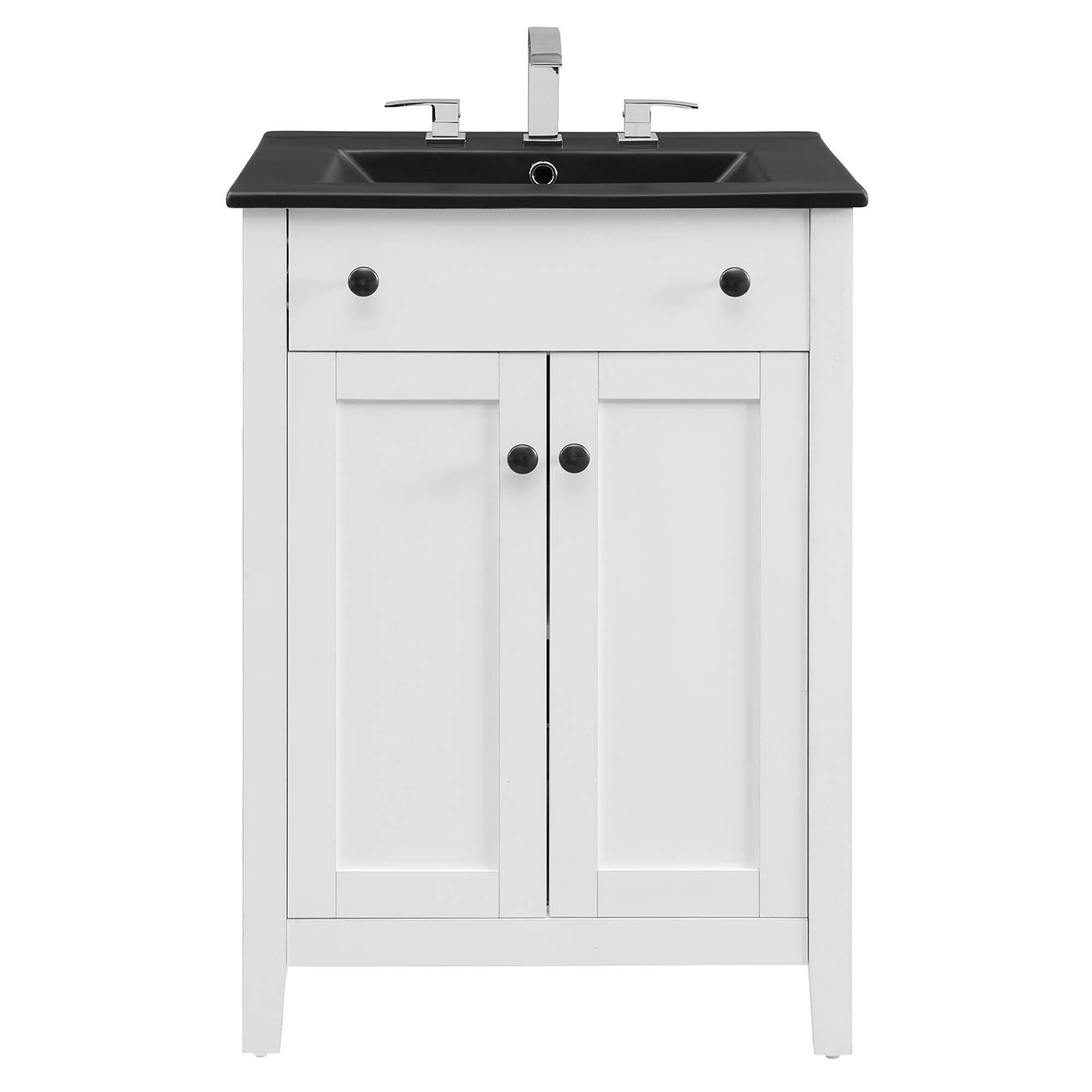Alt View 4. Modway - Nantucket Bathroom Vanity Basin Included - White Black.