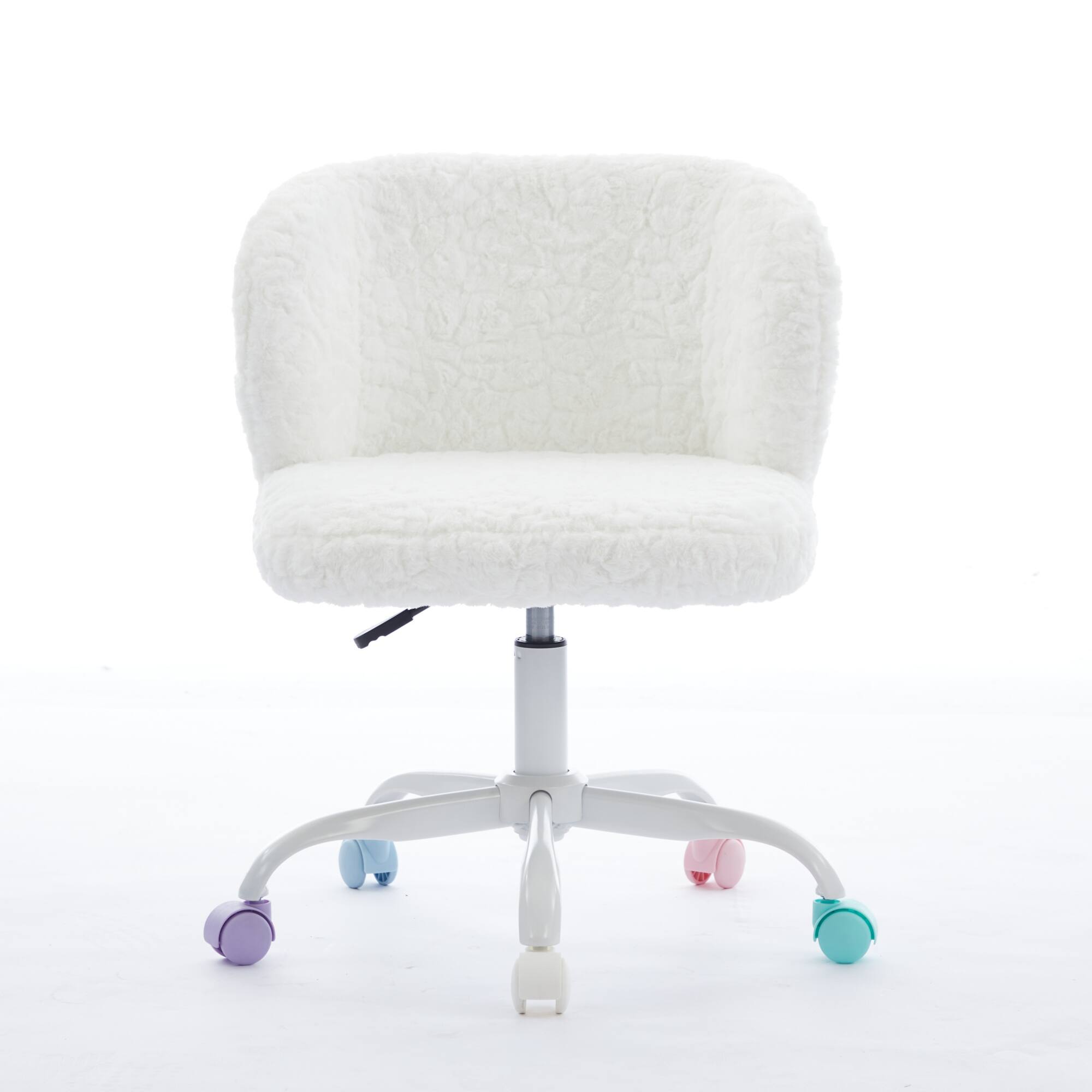 Left. GOODSILO - Faux Fur Swivel Office Chair with Ergonomic Design and Adjustable Height for Home Office or Vanity Use - Ivory.