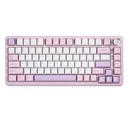 Wikistore - B75 PRO Wireless Mechanical Keyboard,75% Gaming Keyboard Gasket Hot Swap with Knob,Pre-lubed Switches RGB - Purple