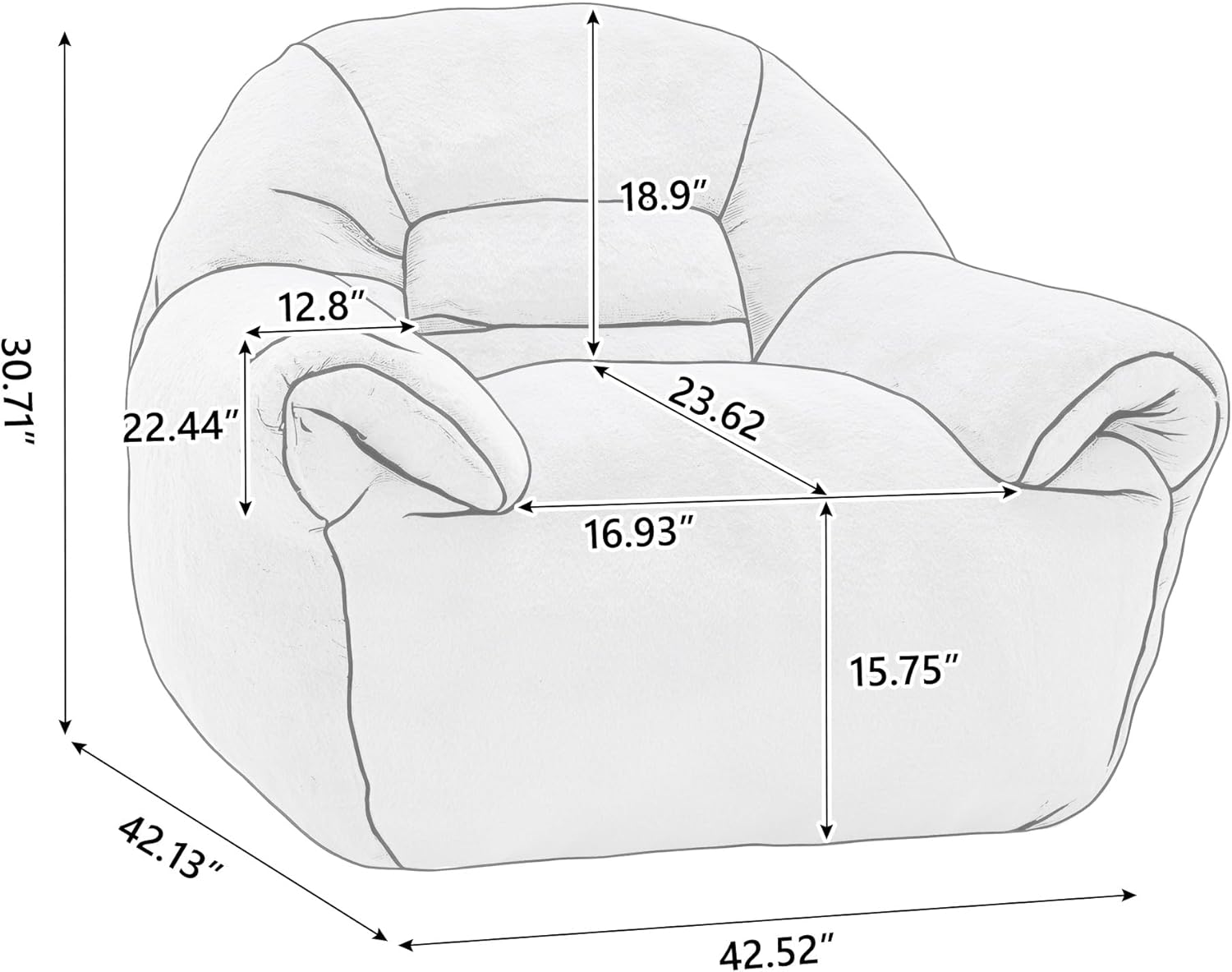18.9"  
30.71"  
12.8"  
22.44"  
23.62"  
16.93"  
15.75"  
42.13"  
42.52"