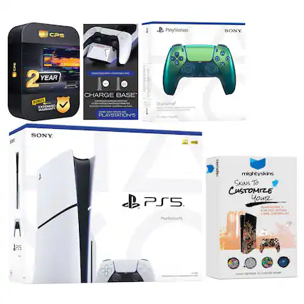 CPS PlayStation SONY CPS 2 YEAR BONUS PE EXTENDED WARRANTY TEMIPT WVTN TEmATL MV PT CHARGE BASE CONTEALES N .SAUTER LA SOLUTOD iN ARES UNS MAIETT Lareraters - Indudad nrs - ncks - miN MARCHE a PLAYS AYSTATION'5 . Hitlenhaal DualSense -a Covarates Manuma - - sans d Cc eoes Commote - - I For Pour Para PSN x - SONT SONY AK HDR PS5 PlayStation*5 mightyskins mightyskins SKINS TO CusTOMIZE YOUR PLAYSTATION 5 SLIM DISC EDITION . ONE CONTROLLER 675 am MANY DESKGNS TO CHOOSE FROMI
CPS
2 YEAR
BONUS EXTENDED WARRANTY
CHARGE BASE
LA SOLUCIÓN DE CARGA PARA CONTROLES DE PLAYSTATION 5
CONTROLES NO INCLUIDOS - CONTENIDO NO INCLUIDO
WORKS WITH - MARCHE AVEC - FUNCIONA CON - FOR - Pour - Para PS5
SONY
PlayStation 5
PlayStation 5
4K