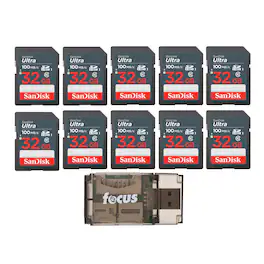 SanDisk - 32GB Ultra SDHC UHS-I Memory Card (10-Pack) with USB Card Reader Bundle
