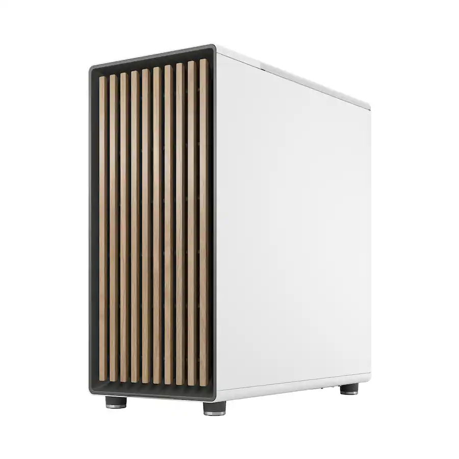 Fractal Design North Chalk White with Oak Front and Clear TG Side Panel ...