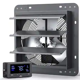 iLIVING - 12" Wall Mounted Shutter Exhaust Fan, Automatic Shutter, Temp & Humidity Control, Variable Speed, 960 CFM DC Motor - Gray