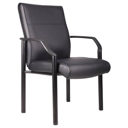 Front. Boss Office Products - Leather Guest Chair - Black.