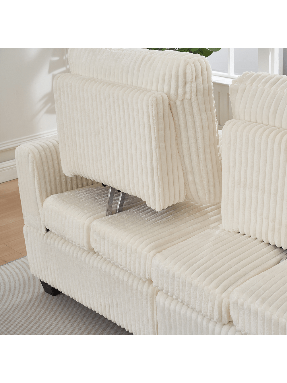 Left. Trinkets Crazed - 61 Inch Corduroy Love Seat Sofa Couch With Square Armrest,Loveseat Sleeper Couch With Adjustable Back,Double Lounge - White.