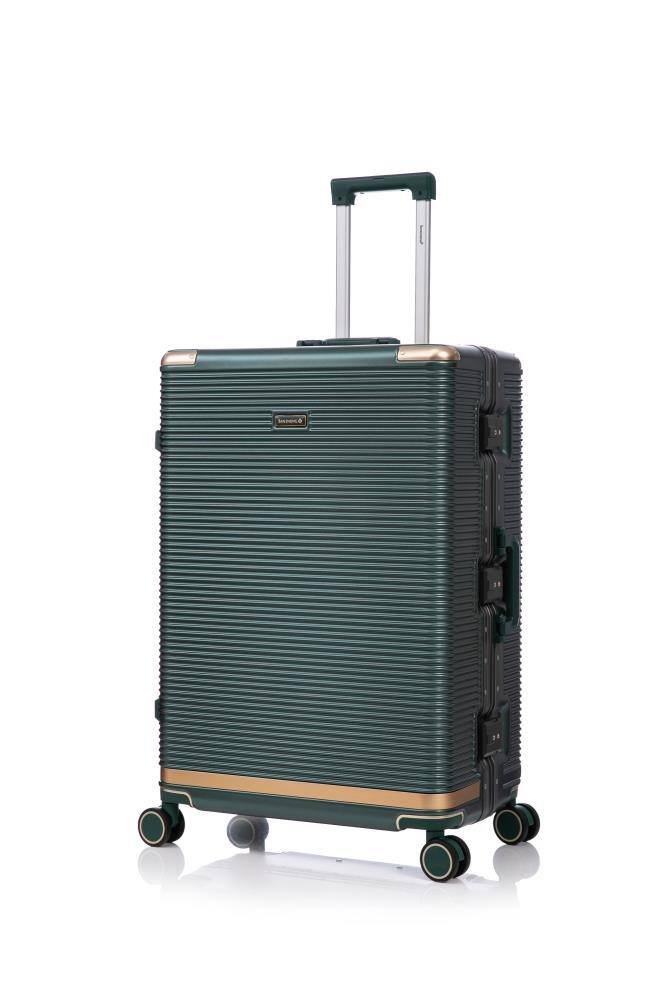 Angle. BreeBe - Stylish PC+Aluminum Luggage Set, 20/24/28 Inch Suitcases with Aluminum Frame and Password Lock for Travel - Green.