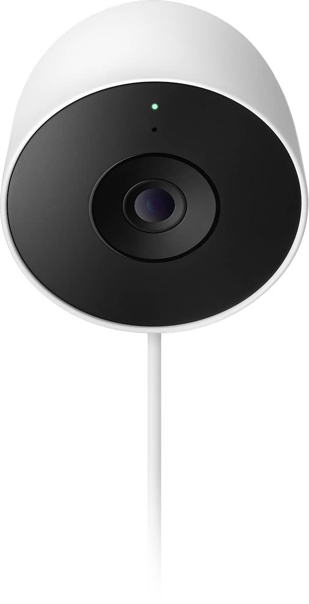 Front. Google - Nest Cam Outdoor (wired, 2nd gen) - 2K Video and Gemini - 1-Pack - Snow.