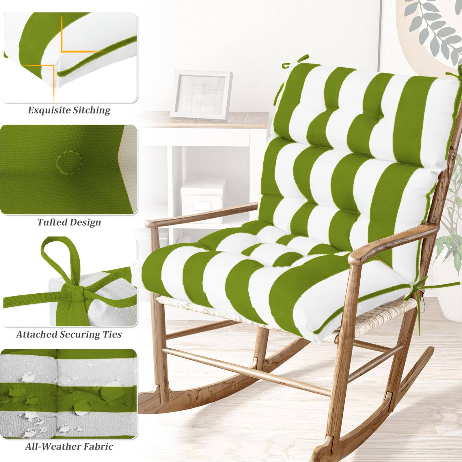 Exquisite Stitching  
Tufted Design  
Attached Securing Ties  
All-Weather Fabric