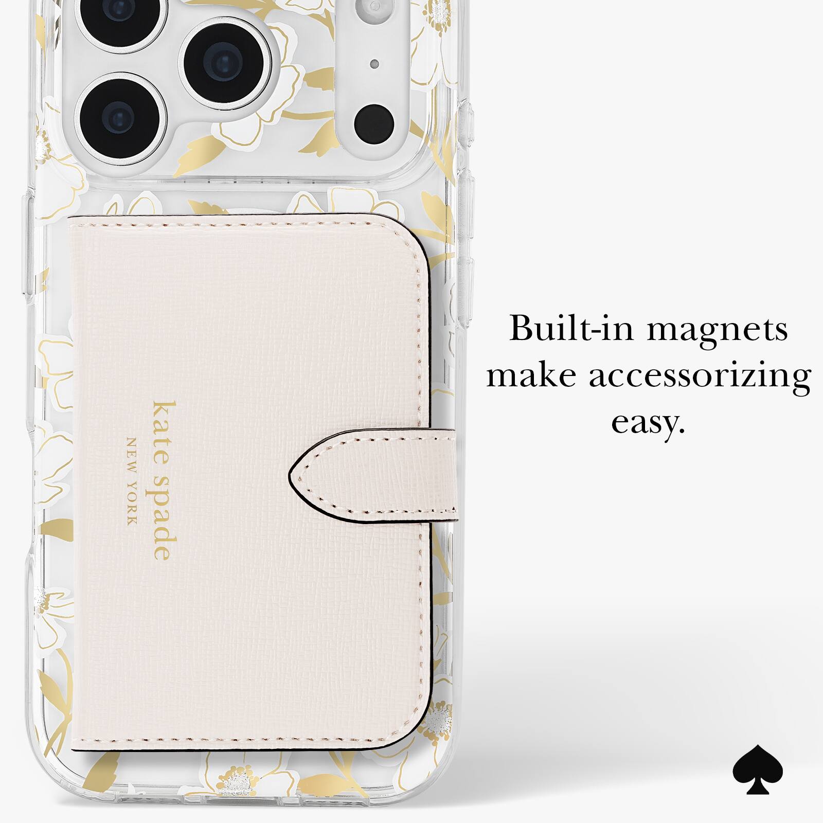 NEW YORK kate spade  
Built-in magnets make accessorizing easy.