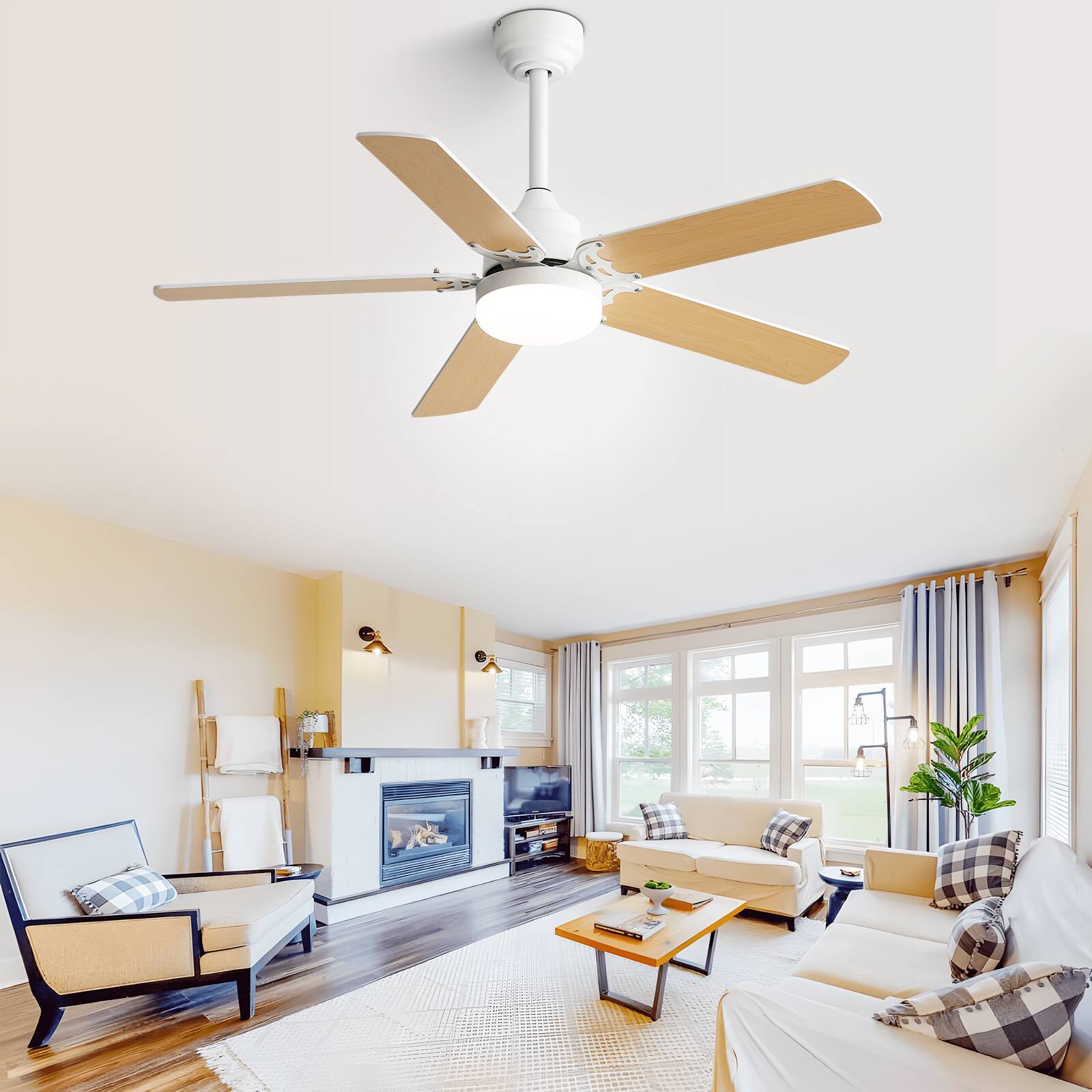 Alt View 2. HOMLUX - Energy Saving 42 Inch Ceiling Fan 5 Blades Noiseless Reversible Dc Motor Remote Control With Led Light - White.