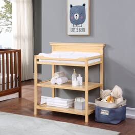 GOODSILO - Versatile Baby Changing Table with Safety Rails and Dual Storage Shelves in Classic Gray Finish for Modern Nurseries - Natural
