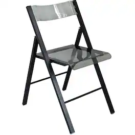 LeisureMod - Menno Solid Black Folding Acrylic Dining Chair - UV Resistant & Portable - Single
