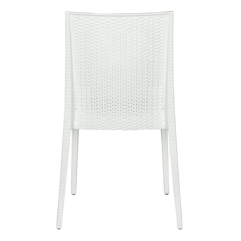 Alt View 2. LeisureMod - Mace 2-Pieces Modern Ergonomic Dining Chair with Stackable and Wicker Style - White.