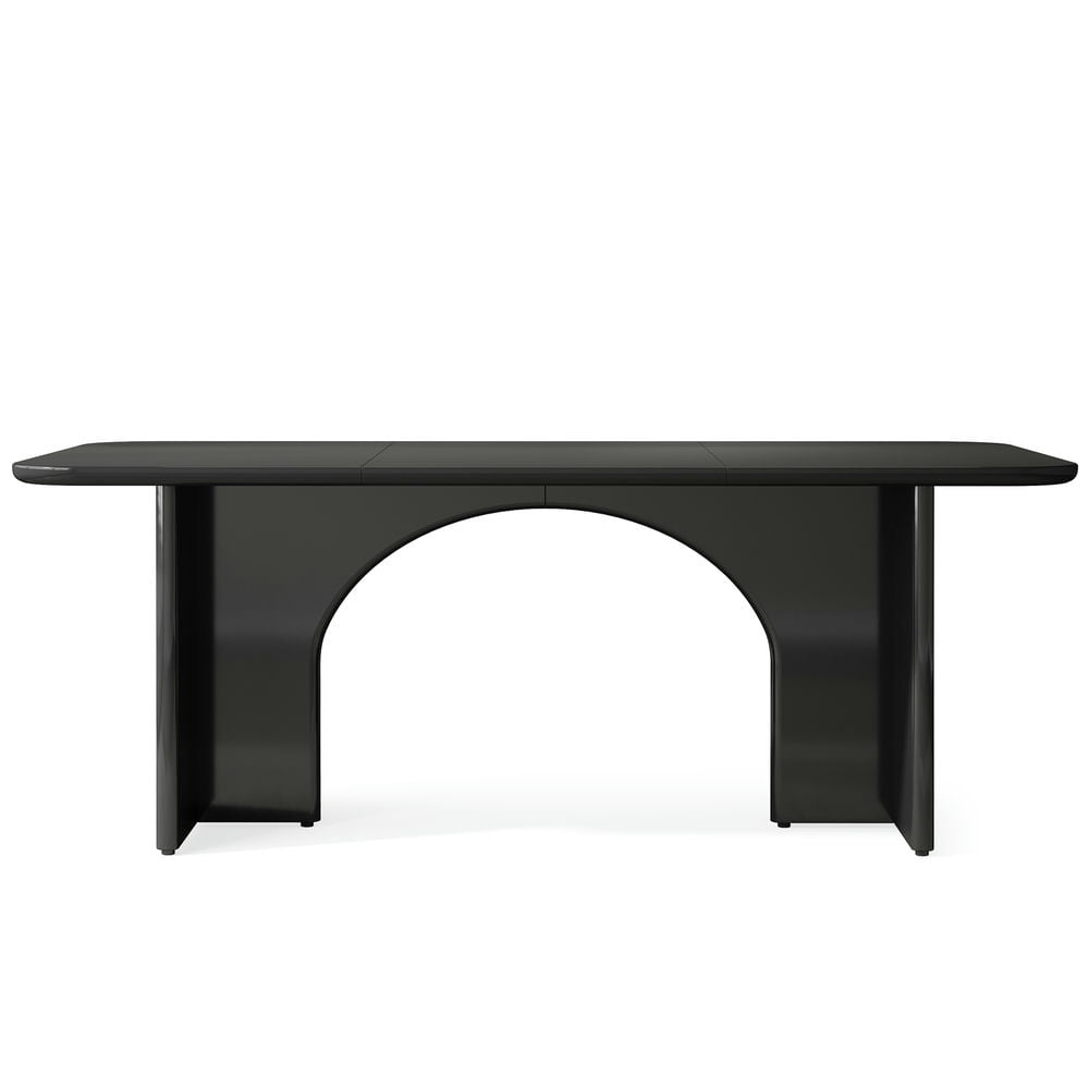 Alt View 1. Kadyn - Kadyn Study Writing Desk, Computer Desk,63-Inch Executive Desk, Modern Computer Desk with Arch Design Legs,Black - Black.