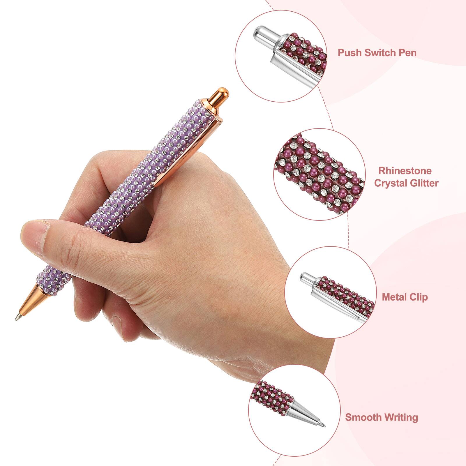 Push Switch Pen  
Rhinestone Crystal Glitter  
Metal Clip  
Smooth Writing