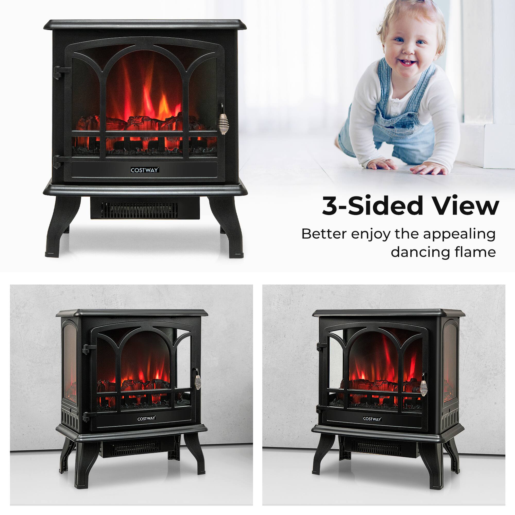 COSTWAY

3-Sided View  
Better enjoy the appealing dancing flame