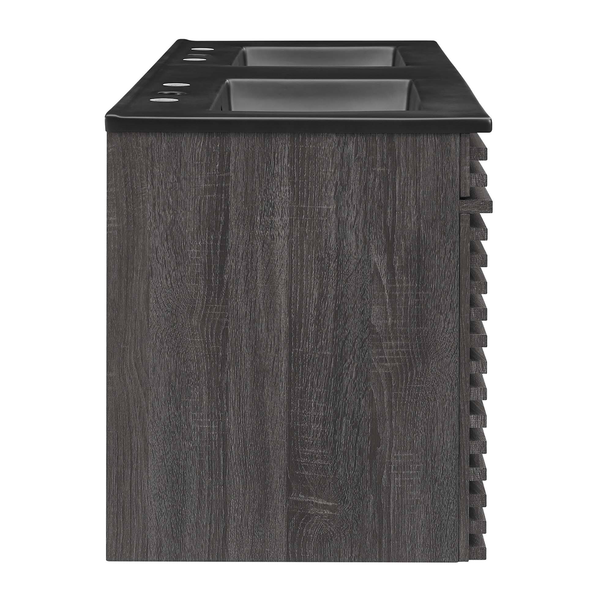 Alt View 1. Modway - Render 48" Wall-Mount Bathroom Vanity Basin Included by Modway - Charcoal Black.