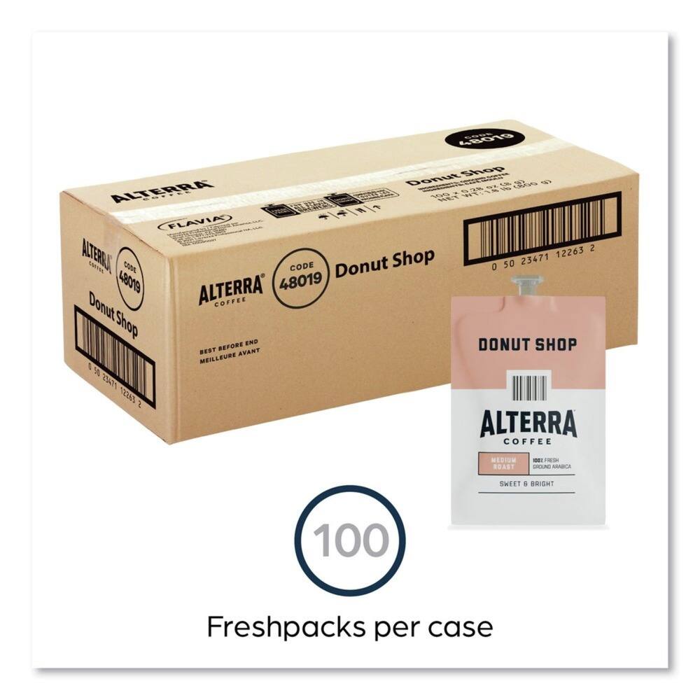 48019 65% Shop Donut L N Ns ALTERRA 1 S0VE SP CFLAVIA /m// 2 ALTERIU Shop 12263 50 23471 EoFRe CO0 CODE Donut 0 48019 ALTERRA 48019 Donut COFFEE Shop END DONUT SHOP BEST BEFORE AVANT MEILLEURE O 5 23471 12263 2 ALTERRA COFFEE MEDIUM SOAST - GIEUN AGADCA SMEET 8 BRIGHT 100 Freshpacks per case

Corrected and grouped text:

48019 65% Shop Donut L N Ns ALTERRA 1 S0VE SP CFLAVIA /m// 2 ALTERIU Shop 12263 50 23471 EoFRe CO0 CODE Donut 0 48019 ALTERRA 48019 Donut COFFEE Shop END DONUT SHOP BEST BEFORE AVANT MEILLEURE O 5 23471 12