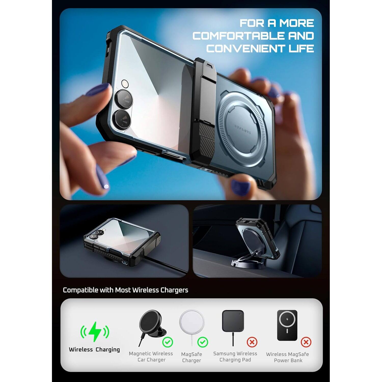 FOR A MORE COMFORTABLE AND CONVENIENT LIFE

Compatible with Most Wireless Chargers

Wireless Charging
Magnetic Wireless Car Charger
MagSafe Charger
Samsung Wireless Charging Pad
Wireless MagSafe Power Bank