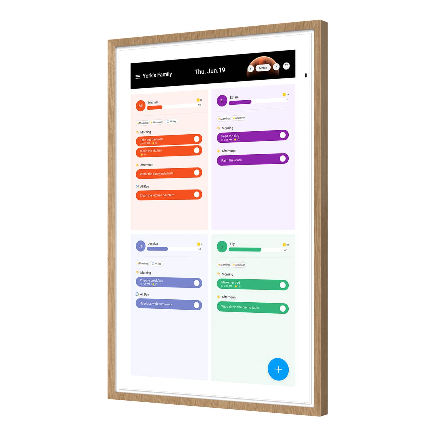 Apolosign - 27" Dual-Mode Digital Calendar, Wall Planner, Smart Family Organizer - Teak Yellow