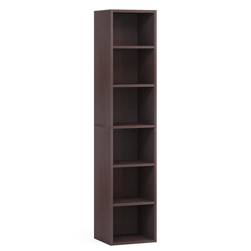 Kadyn - Bookshelf, Storage Shelf, Bookcase,70.9" Corner Bookcase, Modern 6-Tier Narrow Cube Display Shelves - Walnut